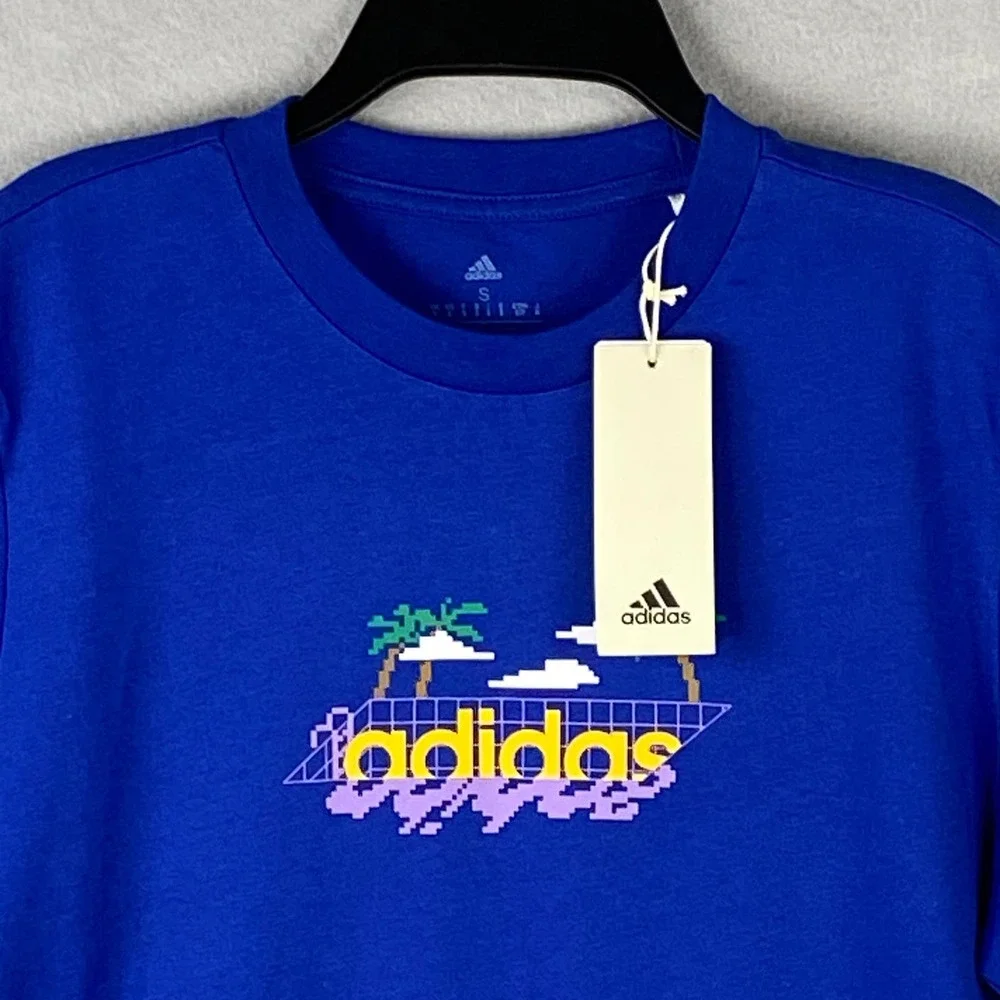 Adidas Men's Small Crew Neck T-Shirt Multi Sport Team Royal Blue NEW